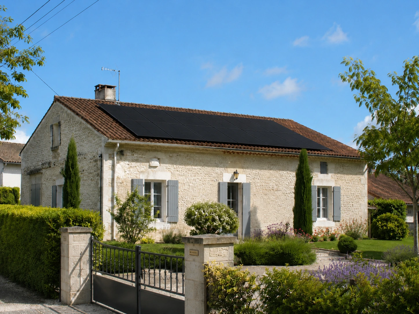 Maison charentaise avec panneaux solaires et solution de batterie virtuelle